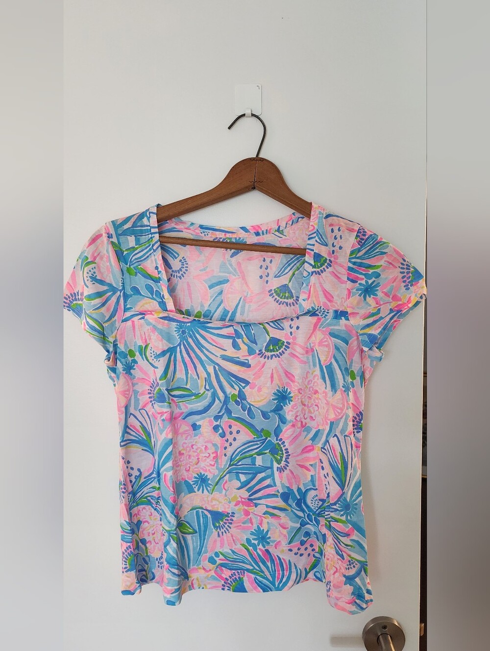 Lilly Pulitzer Square-Neck Cap Sleeve Top